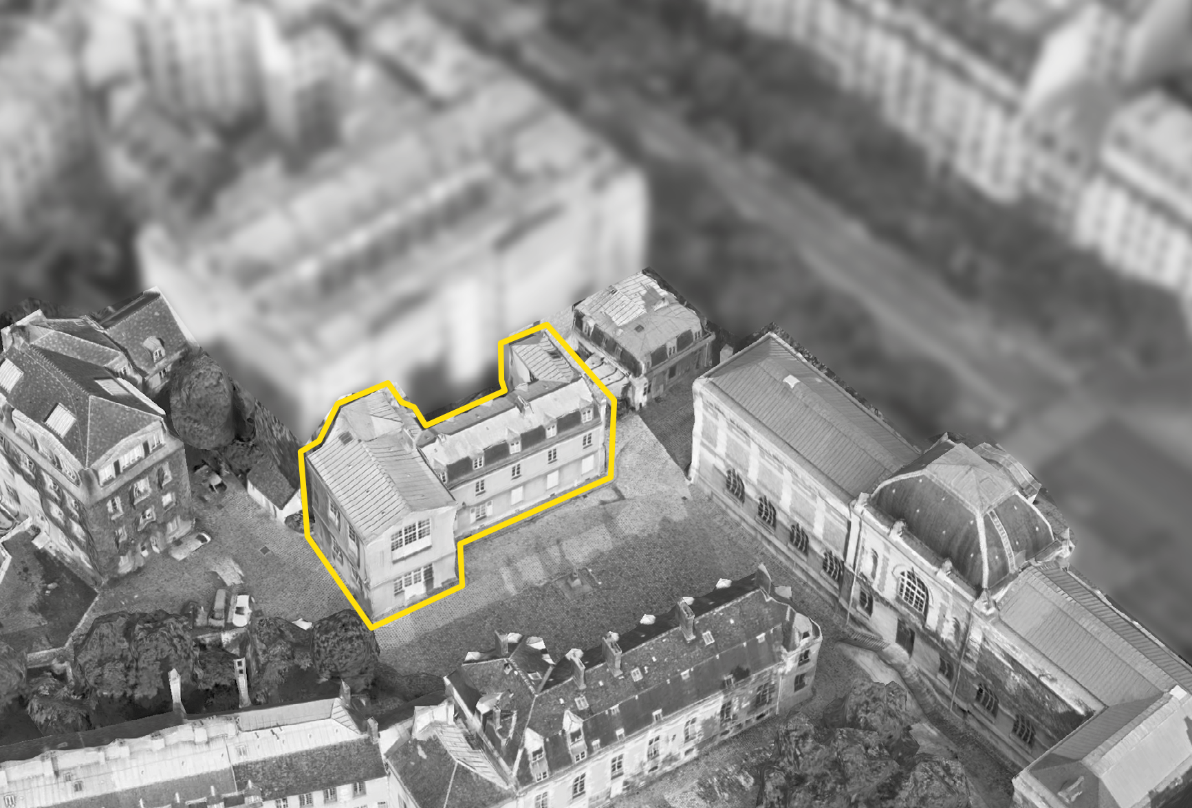 Photo du bâtiment Chabrol vue du ciel.